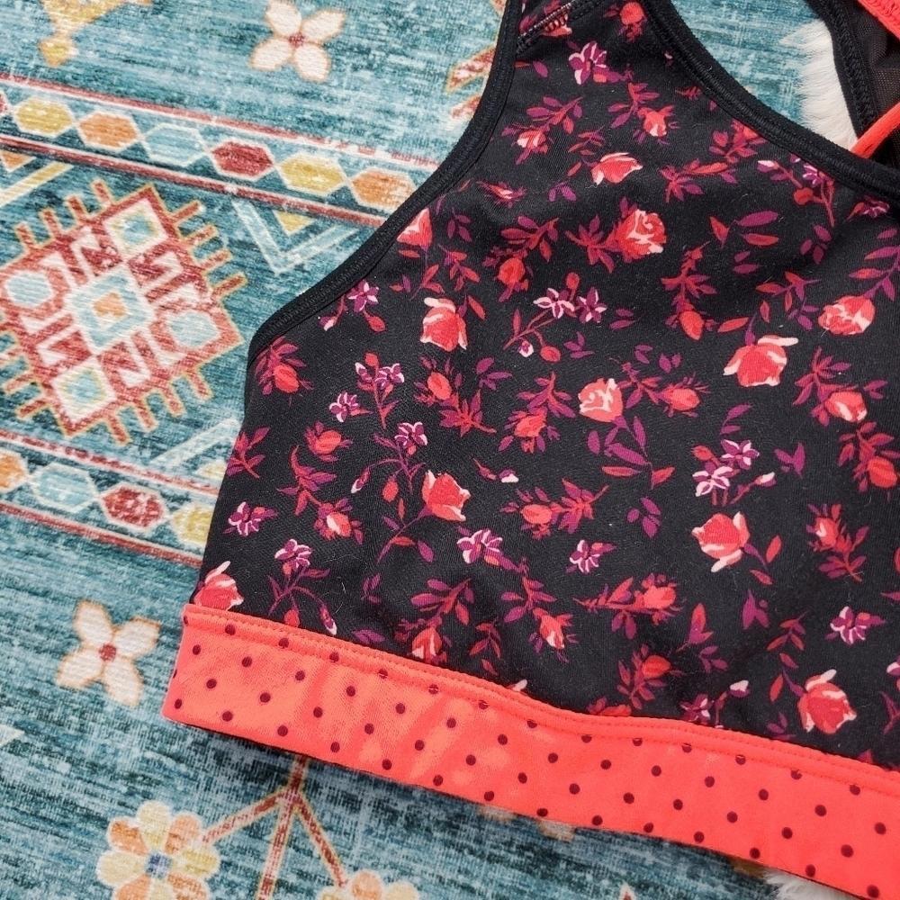 Old Navy Active Black Floral Sports Bra Athletic Large - Picture 2 of 7